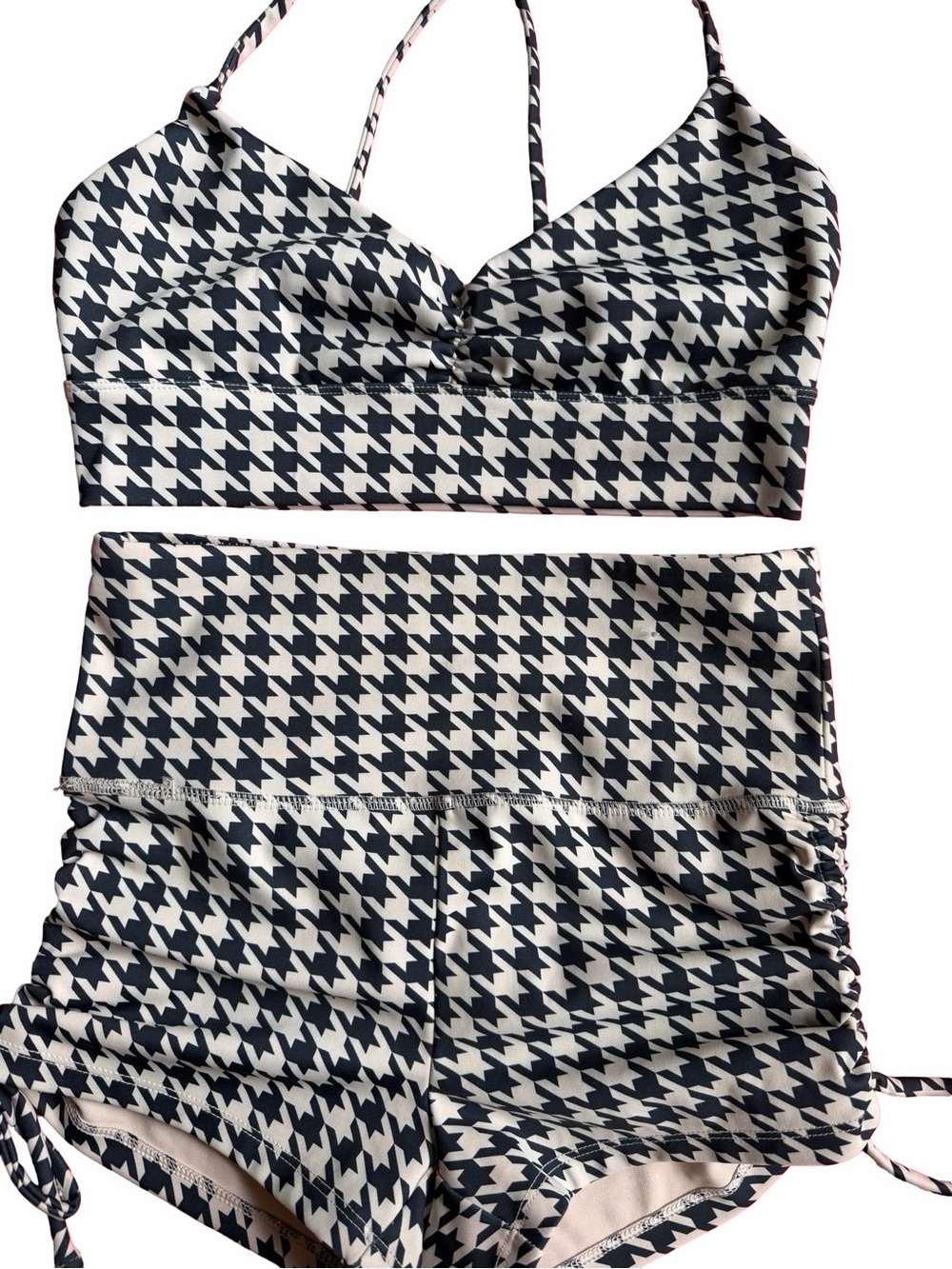Forever 21 Black and White Houndstooth High-Waist Shorts Set